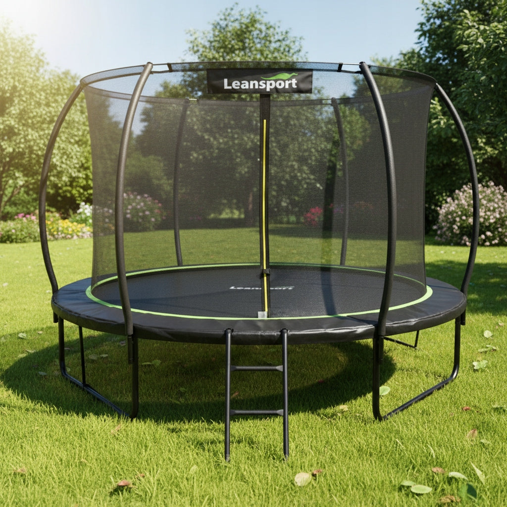 LEAN Garden Trampoline With Interior Mesh Black Green XL 183CM 6FT Brand Leansport