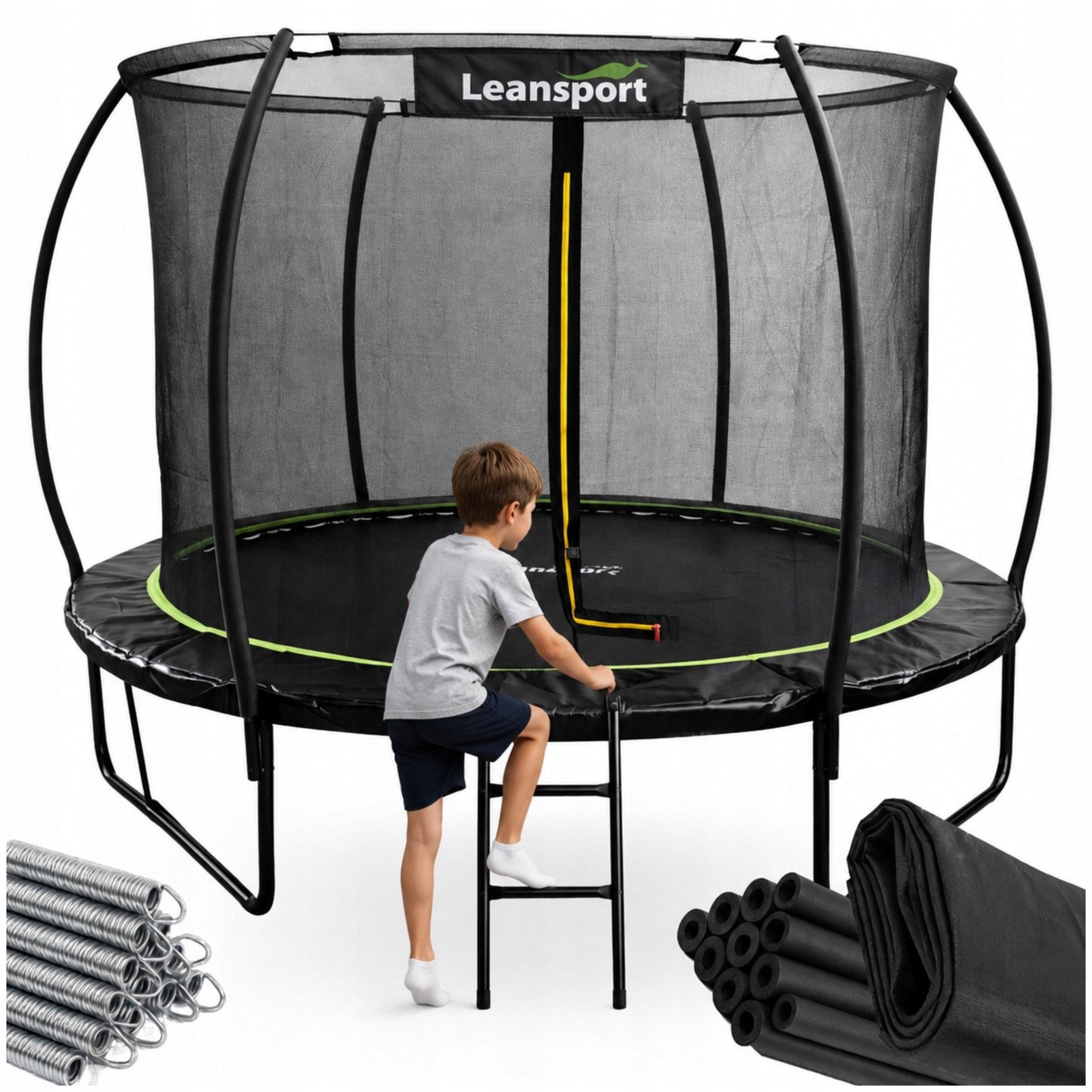 LEAN Garden Trampoline With Interior Mesh Black Green XL 183CM 6FT