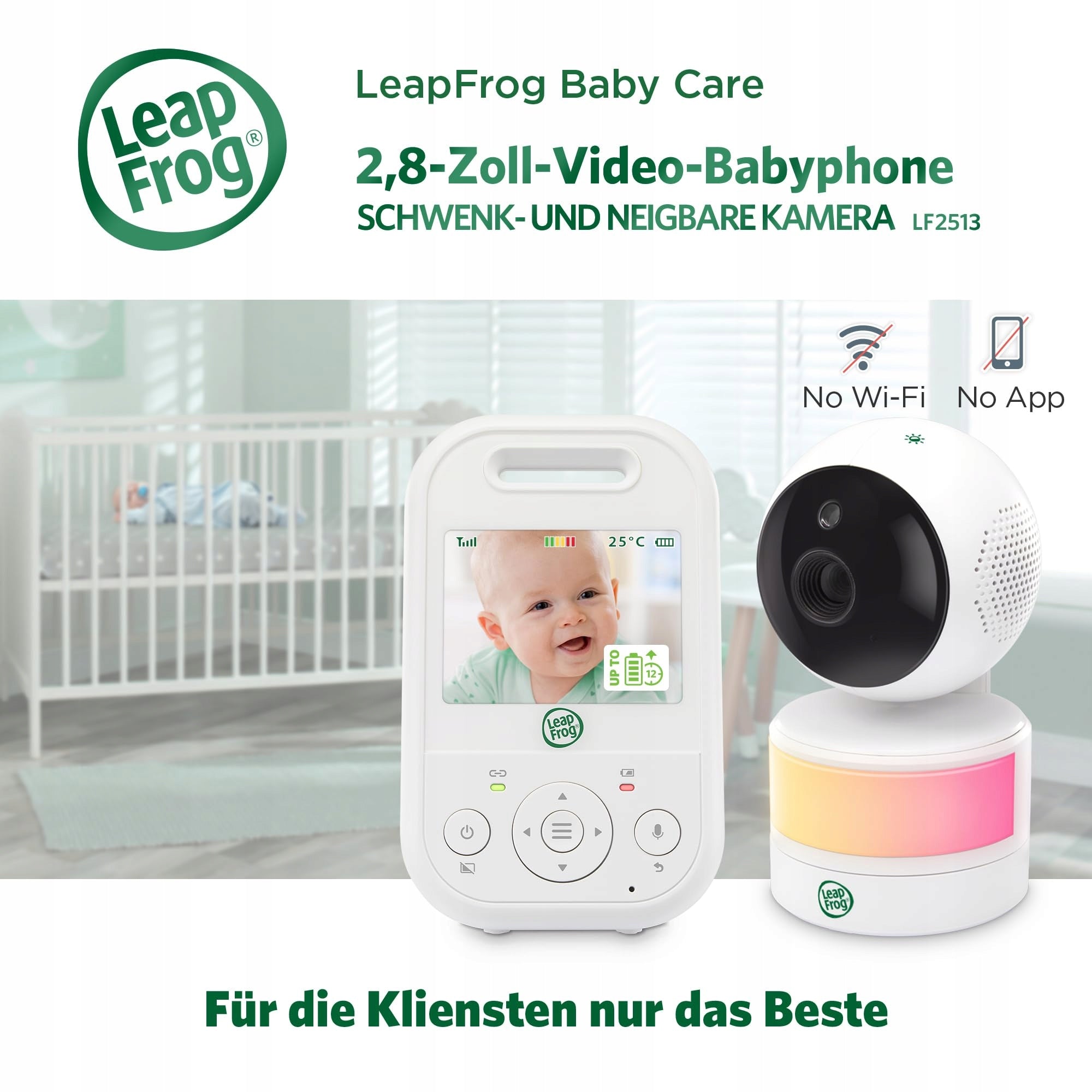 LEAPFROG LF2513 Baby Monitor Camera 2.8 Inch Display 300m Range Brand LeapFrog