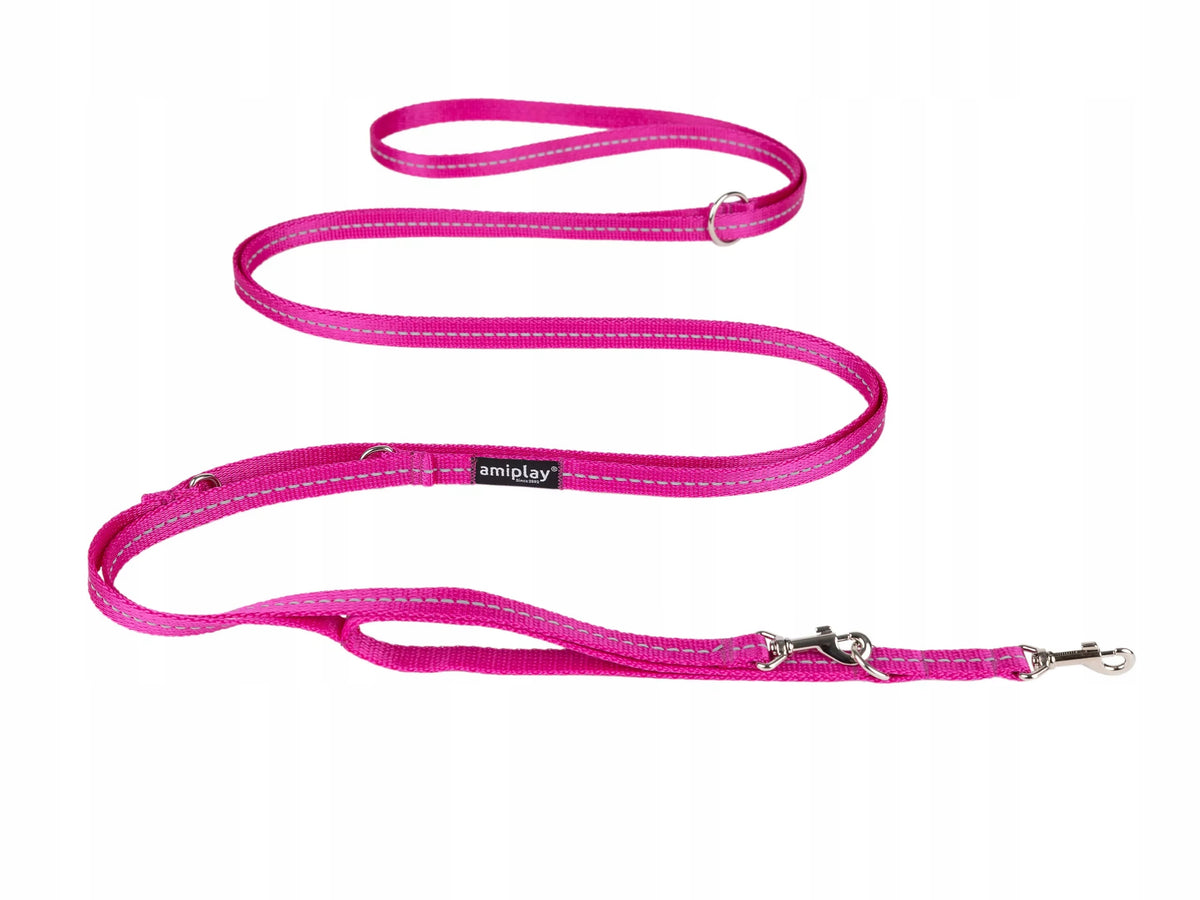LEASH 8IN1 REFLECTIVE AMIPLAY S PINK FOR DOG