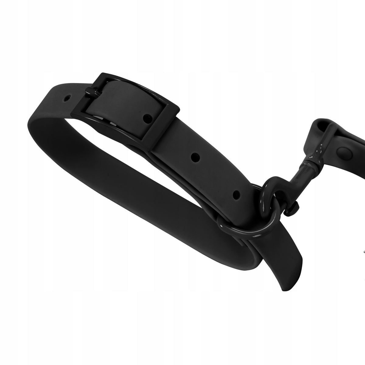 LEASH AND DOG COLLAR WATERPROOF RUBBER 1,5M BLACK S Packaging status original