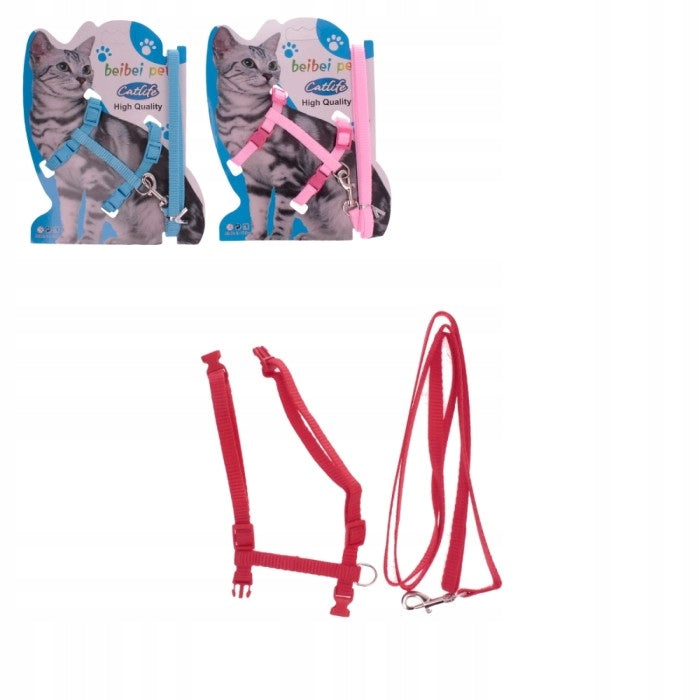 LEASH + HARNESS FOR SMALL CAT DOG 114 CM ADJUSTABLE