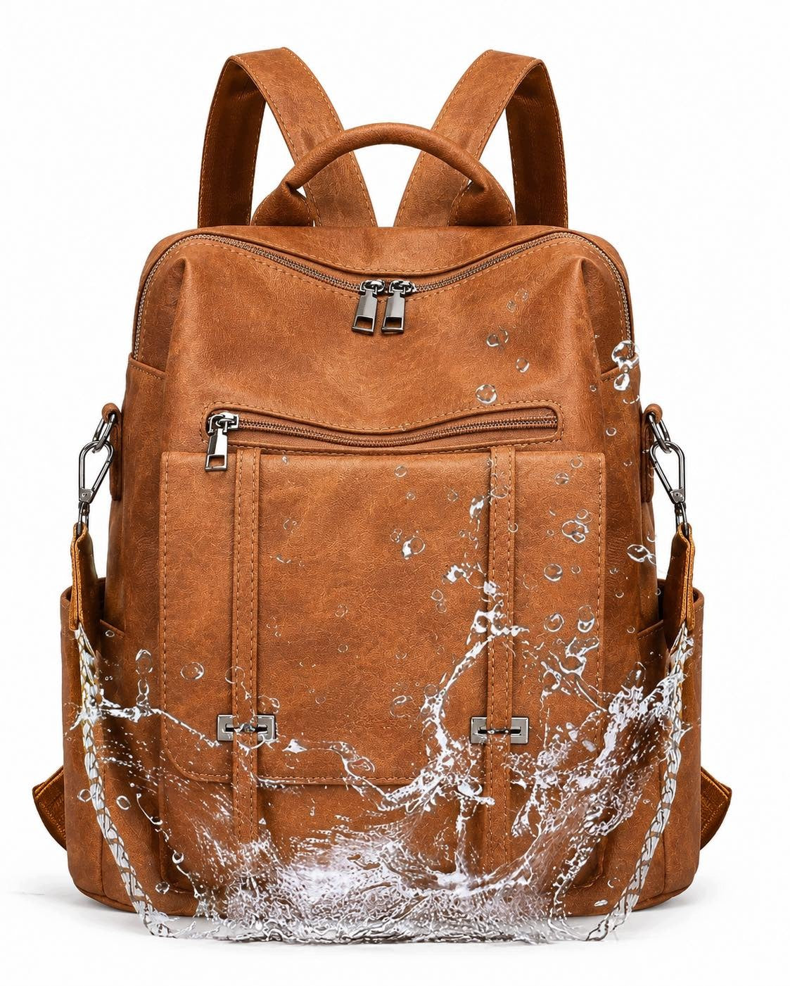 LEATHARIO Women's City Backpack 3in1 Waterproof A4 Tablet 11" Brown 203 Packaging status original