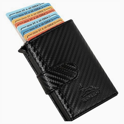 LEATHER CARD CASE POP UP ALUMINUM RFID PROTECTION FOR MAN