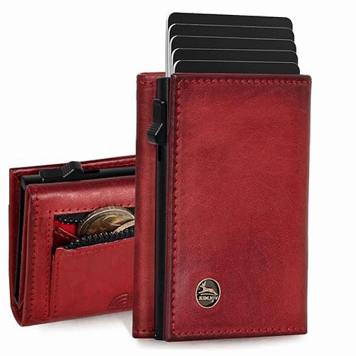 LEATHER CARD CASE WITH RFID PROTECTION COMPARTMENT COINS MEN'S plastic