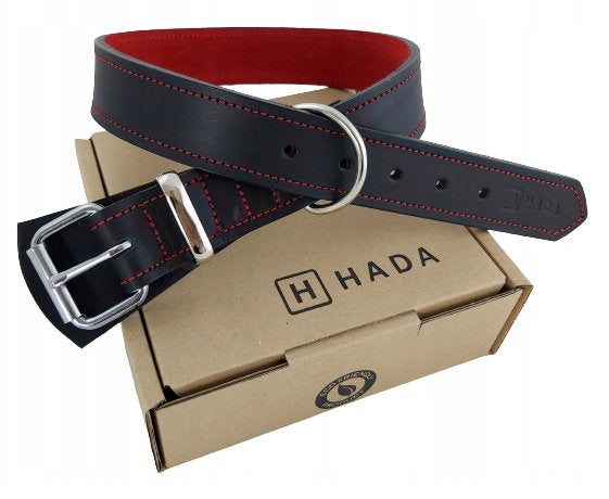 LEATHER COLLAR BLACK FOR DOG 3 CM HADA SIZE L