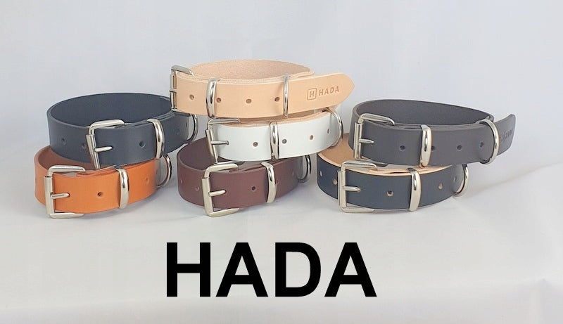 LEATHER COLLAR BLACK - NATURAL FOR DOG 3 CM HADA 45 CM Brand Hada