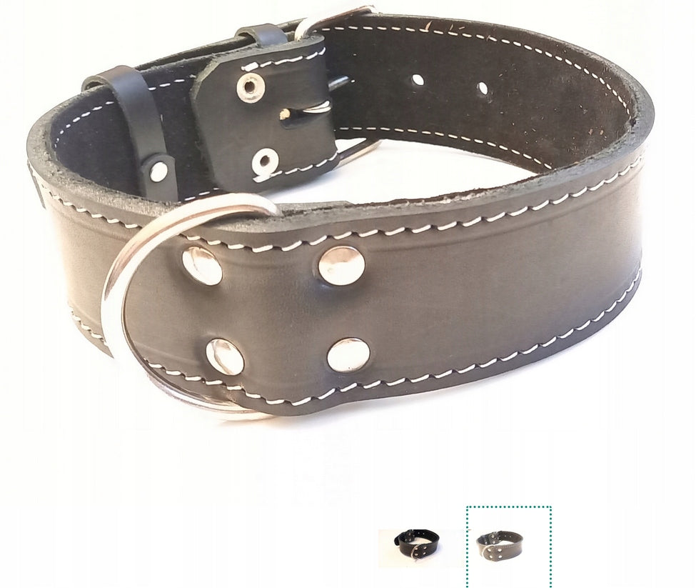 LEATHER COLLAR MEGA STRONG 5cm/60cm