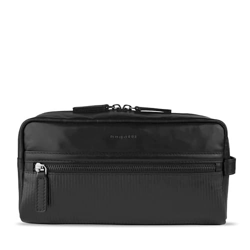 LEATHER COSMETIC BAG PLEATED BLACK TRAVEL WOMEN 27X11X15CM for home Brand no brand