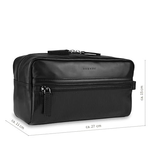 LEATHER COSMETIC BAG PLEATED BLACK TRAVEL WOMEN 27X11X15CM for home Product weight with unit packaging 0.27 kg
