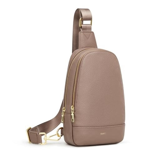 LEATHER CROSSBODY BAG FOR WOMEN MULTI-CHAMBER KHAKI MEDIUM for home Brand no brand