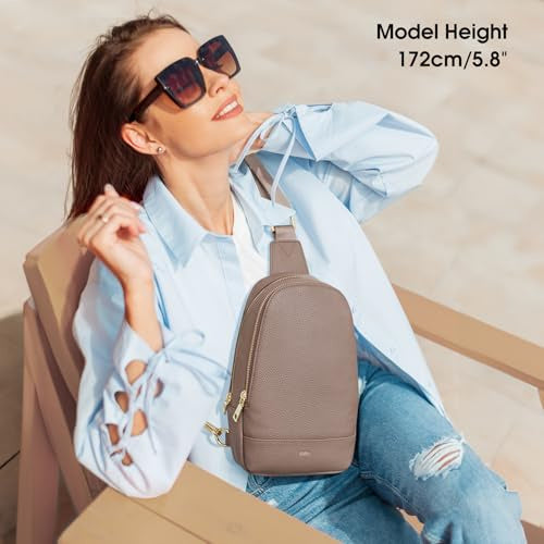 LEATHER CROSSBODY BAG FOR WOMEN MULTI-CHAMBER KHAKI MEDIUM for home Manufacturer code SWC5908151041253