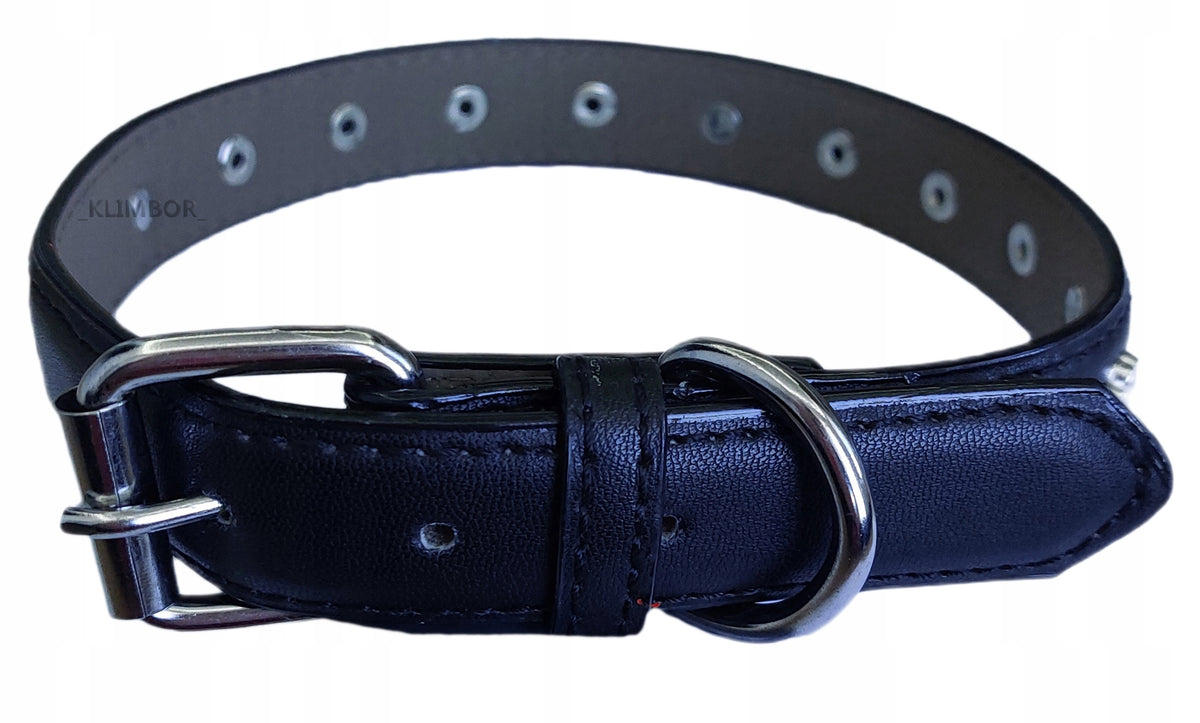 LEATHER DOG COLLAR DECORATIVE COLLAR WITH STUDS WITH LEASH CLASP "M" Brand no brand