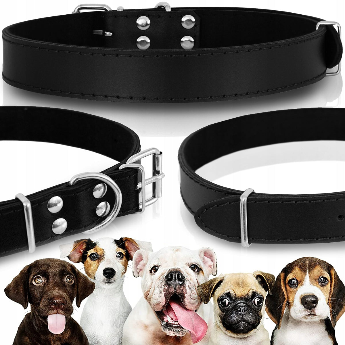LEATHER DOG COLLAR GENUINE LEATHER r 48-62 XL