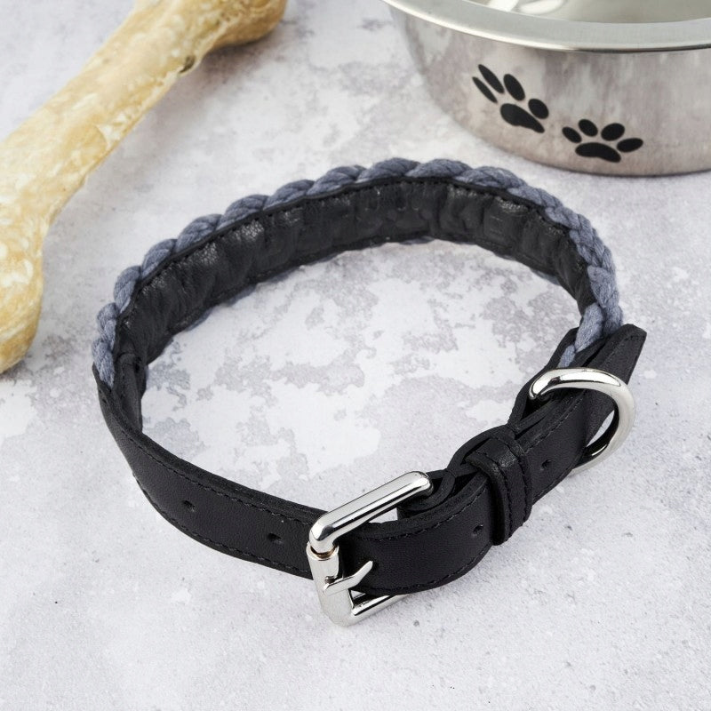 LEATHER DOG COLLAR SIZE. L PETSOME BRAIDED Manufacturer code 12P0