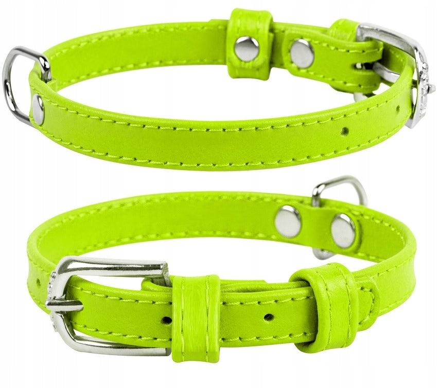 LEATHER DOG COLLAR WAUDOG COLLAR 12MM 21-29CM GREEN