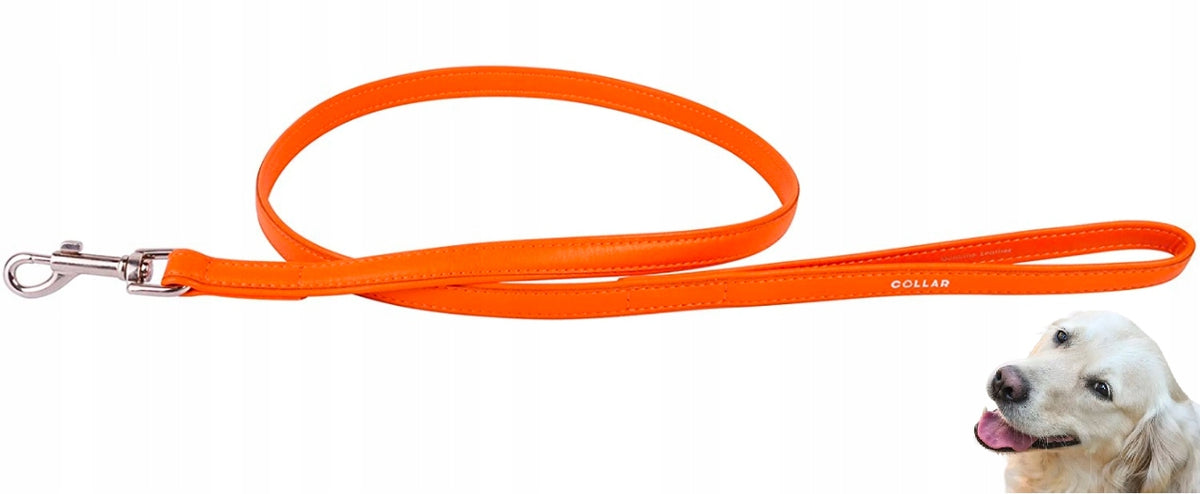 LEATHER DOG LEASH WAUDOG COLLAR122CM/18MM ORANGE