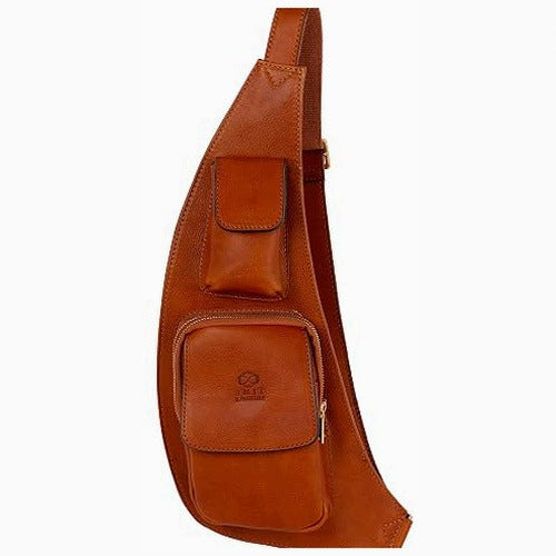 LEATHER HIP BAG MEN'S WOMEN'S ITALIAN GENUINE LEATHER BROWN