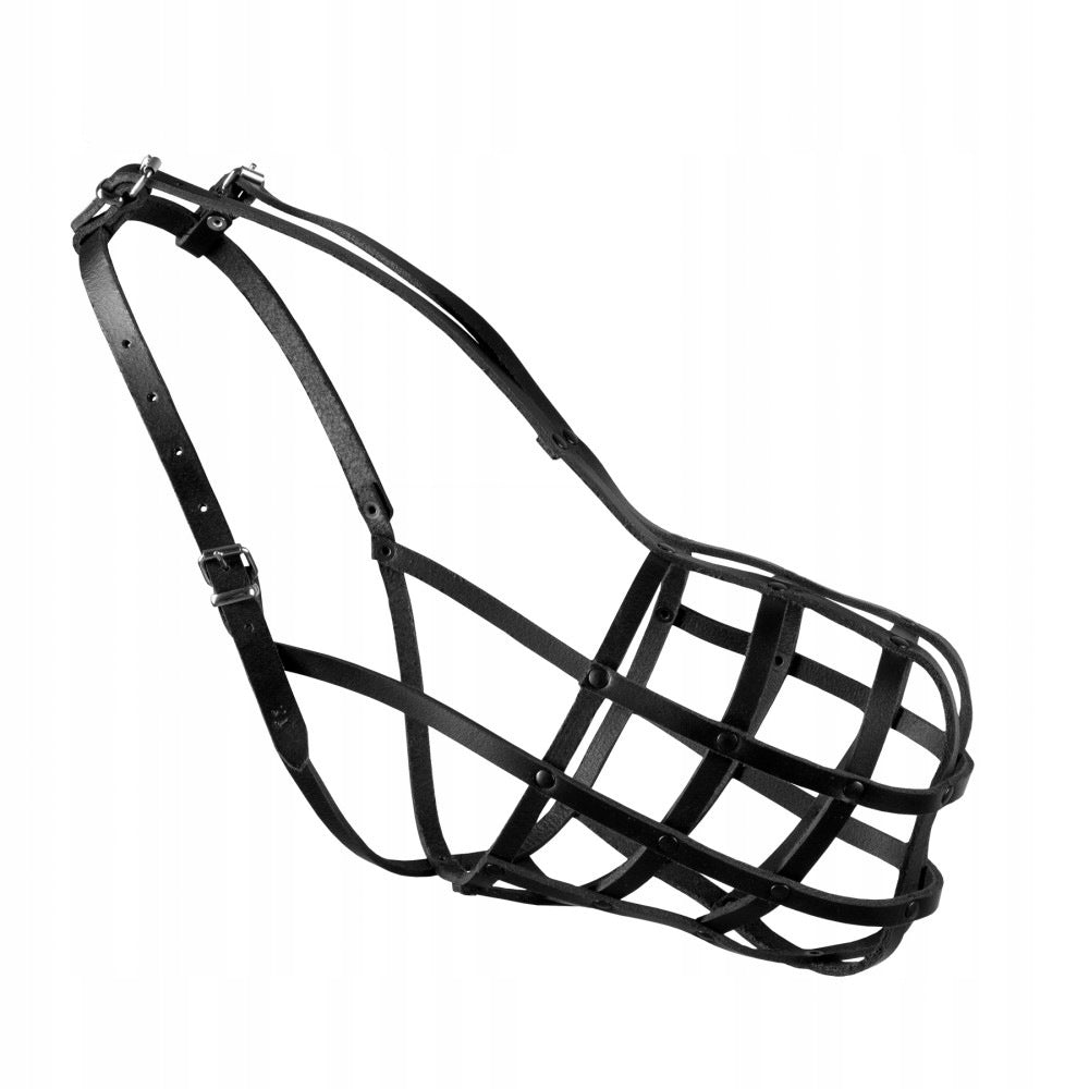 LEATHER MUZZLE FOR DOG LARGE DOG RIVETED BLACK R.37 Manufacturer code 60037