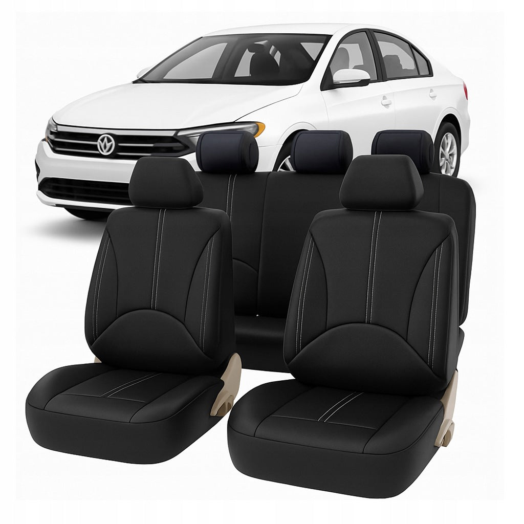 LEATHER SEAT COVERS CAR SEATS BLACK FAUX LEATHER SET