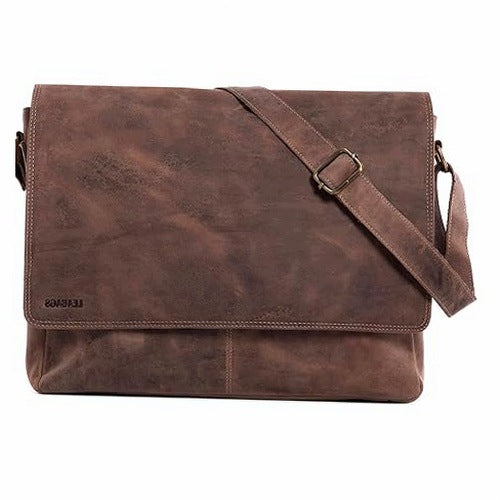 LEATHER SHOULDER BAG VINTAGE LAPTOP 15 INCHES FOR WORK GIFT FOR HOME