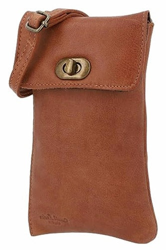 LEATHER SHOULDER BAG WOMEN'S BROWN ELIO FOR PHONE GIFT FOR HOME