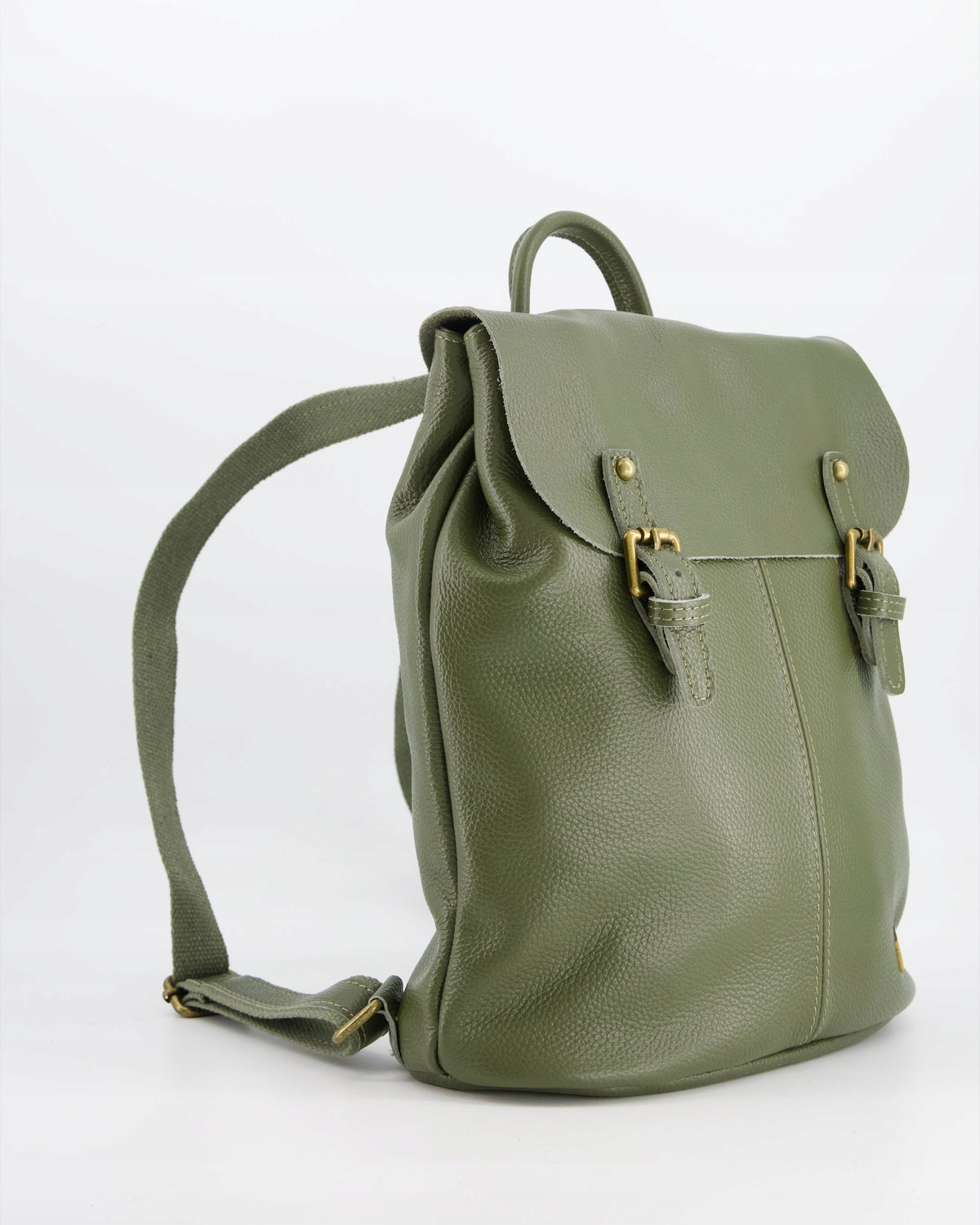 LEATHER WOMEN'S BACKPACK VENEZIA - GREEN WITH MAGNET FLAP Packaging status original