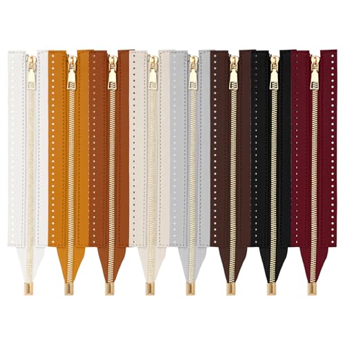 LEATHER ZIPPERS FOR HANDBAGS 24 CM SET OF 8 COLORS DIY Brand no brand