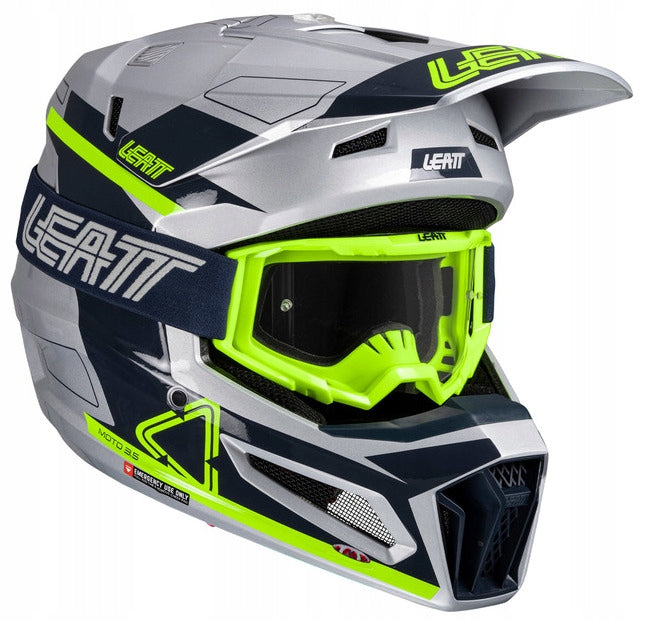 LEATT KIT MOTO 3.5 V25 STEEL OFFROAD MOTORCYCLE HELMET + ENDURO CROSS GOGGLES