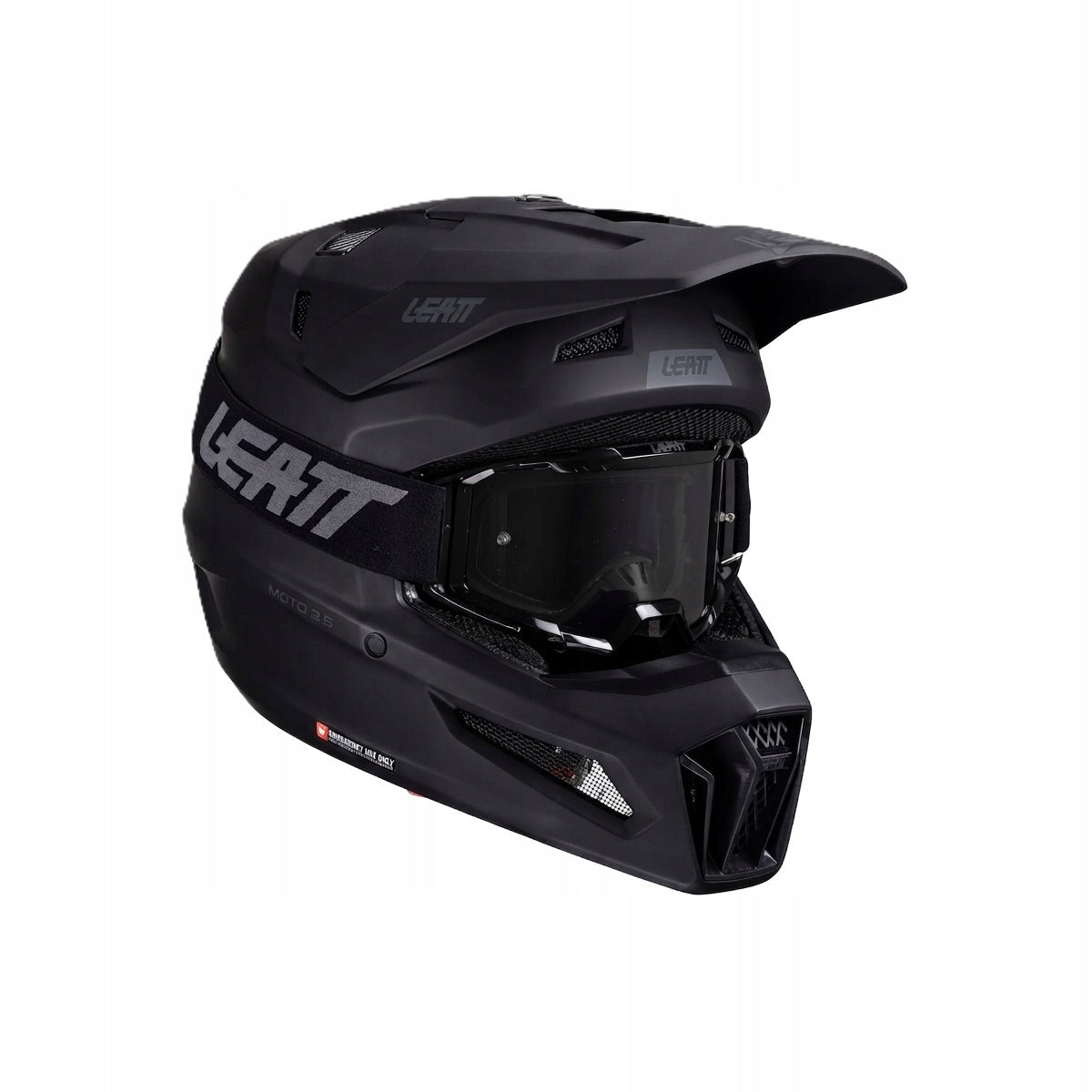 LEATT Motorcycle Helmet 3.5 Stealth Black Size XXL + Goggles
