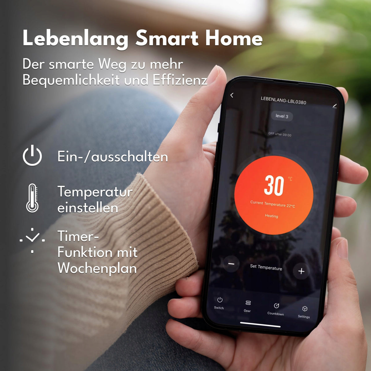 LEBENLANG Energy Efficient WiFi Electric Heater with Remote Control Brand LEBENLANG