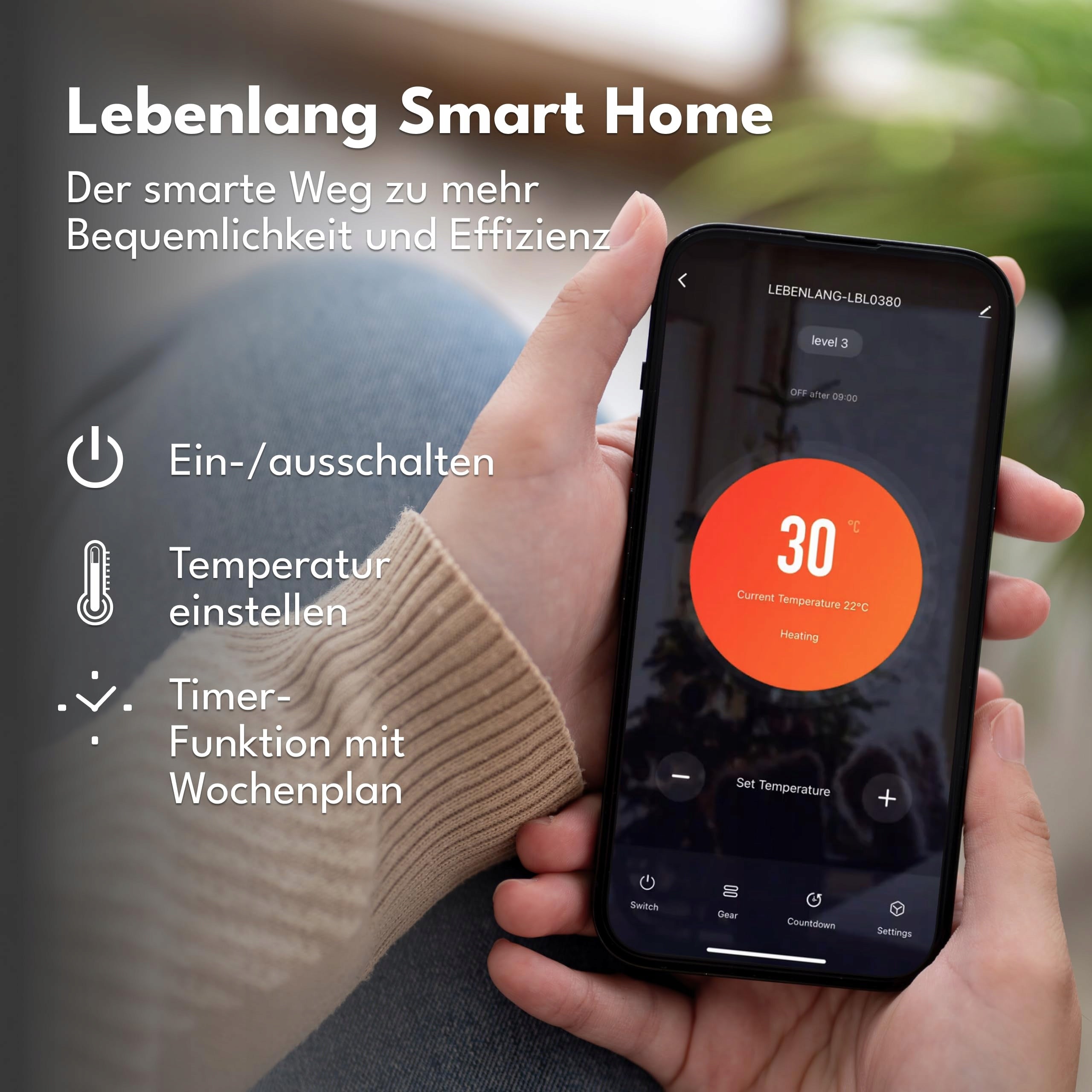 LEBENLANG Energy Efficient WiFi Electric Heater with Remote Control Brand LEBENLANG