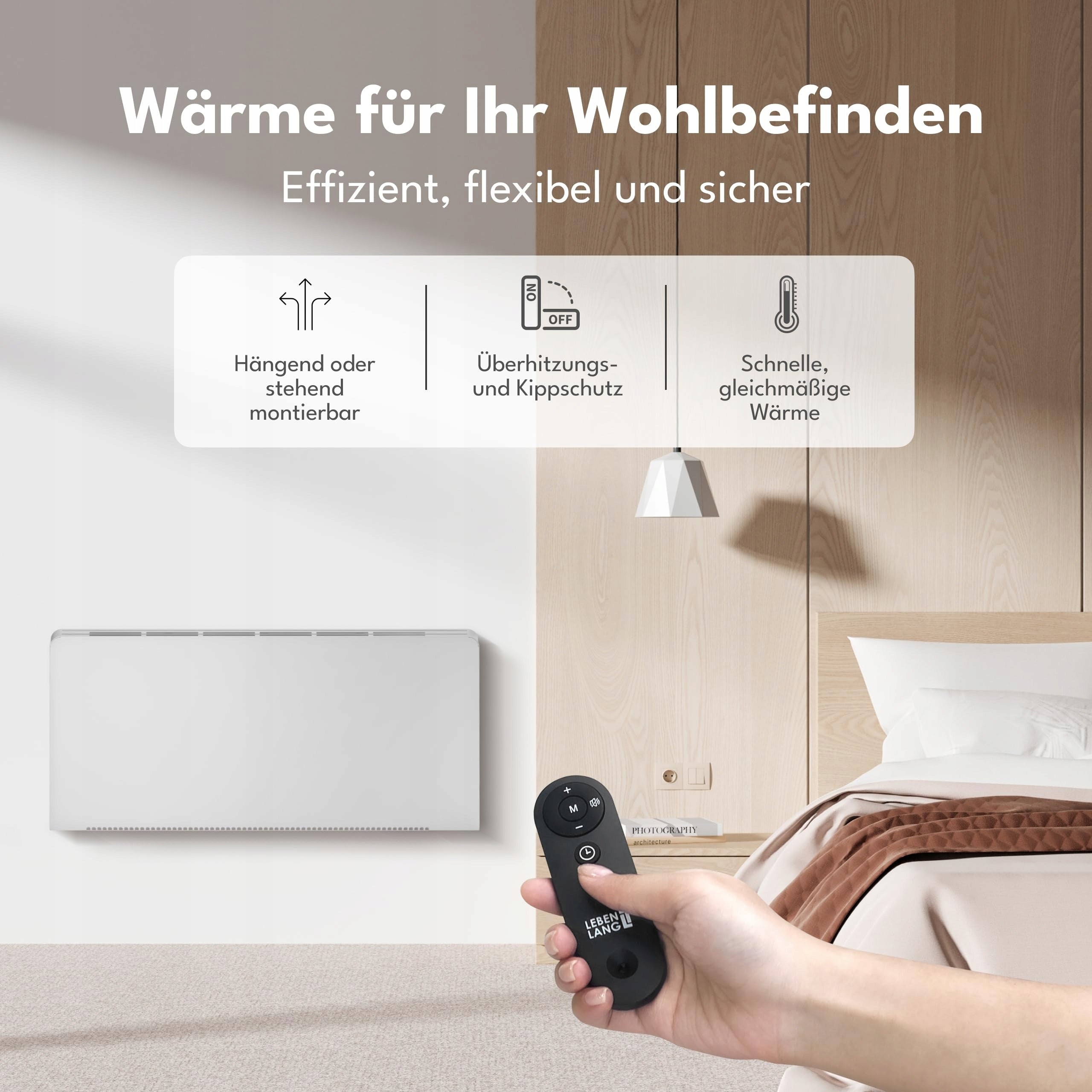 LEBENLANG Energy Efficient WiFi Electric Heater with Remote Control Heating power 2000 W