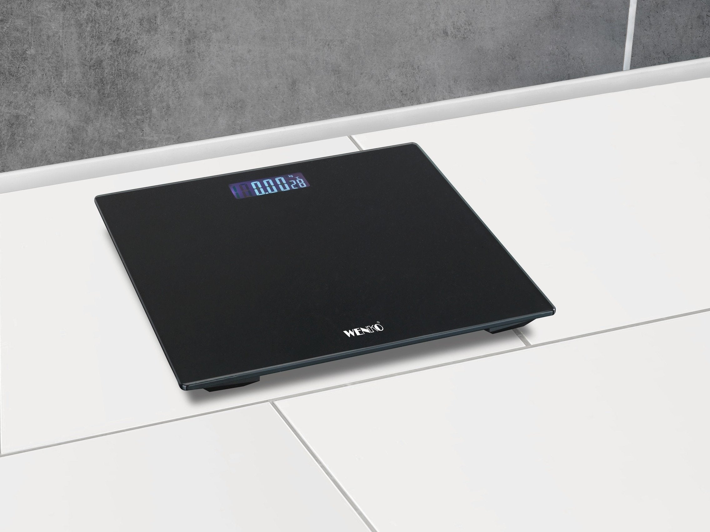 LED BATHROOM PERSONAL SCALE GLASS 30x30 cm WENKO Batteries included no