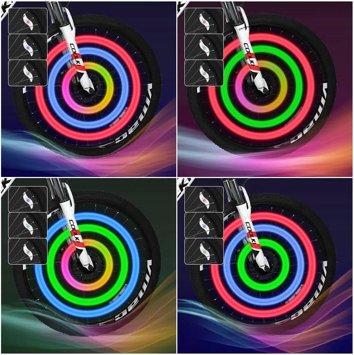 LED BICYCLE LIGHT BICYCLE WHEEL COVER GLOWING AT NIGHT BIKE 4pcs Kind set