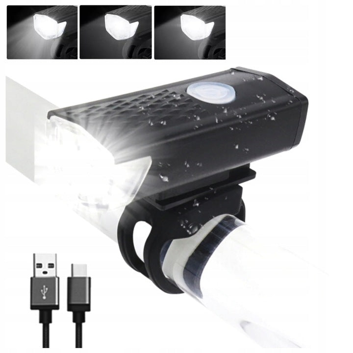 LED BICYCLE LIGHT FRONT + REAR - BATTERY - WATERPROOF - SET - CE Packaging status original
