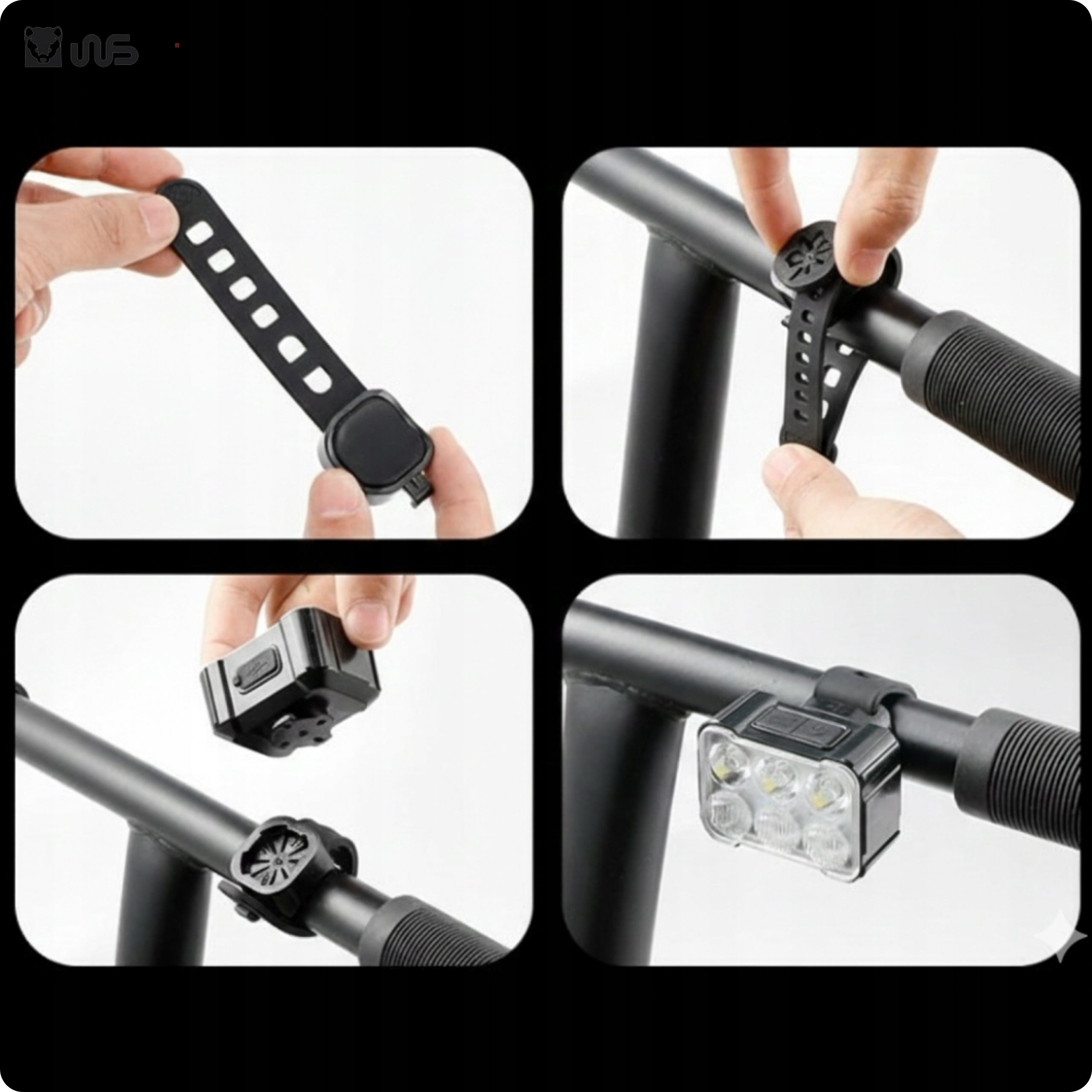 LED BICYCLE LIGHT USB C SET for Front and Rear Waterproof Front Rear Color black