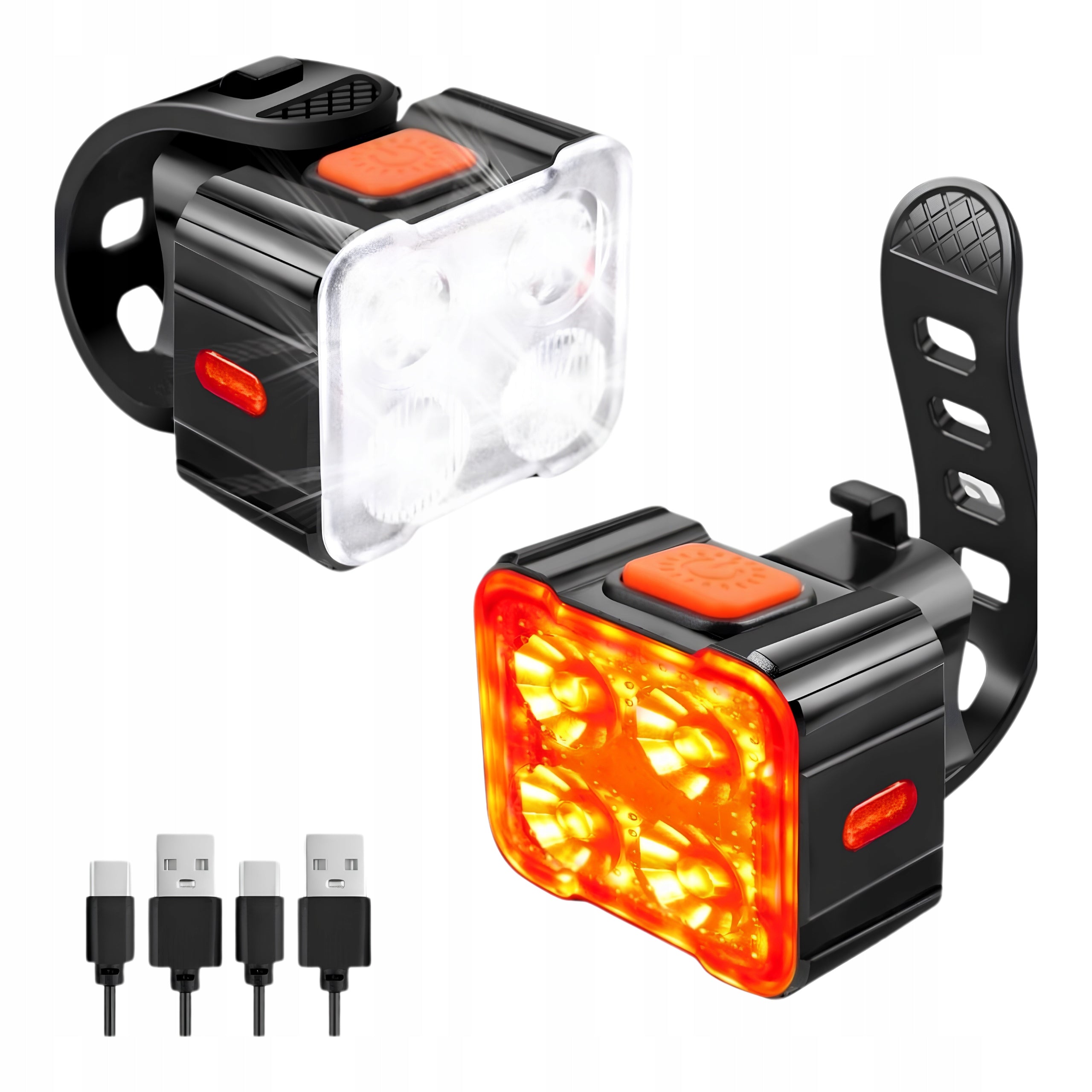 LED BICYCLE LIGHT USB C SET for Front and Rear Waterproof Front Rear Manufacturer code lampki rowerowe led usb c przod tyl ipx4