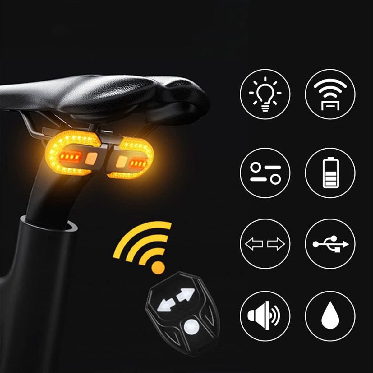 LED BICYCLE TURN SIGNALS FOR SCOOTER FOR BIKE LED USB+ REMOTE CONTROL Packaging status original