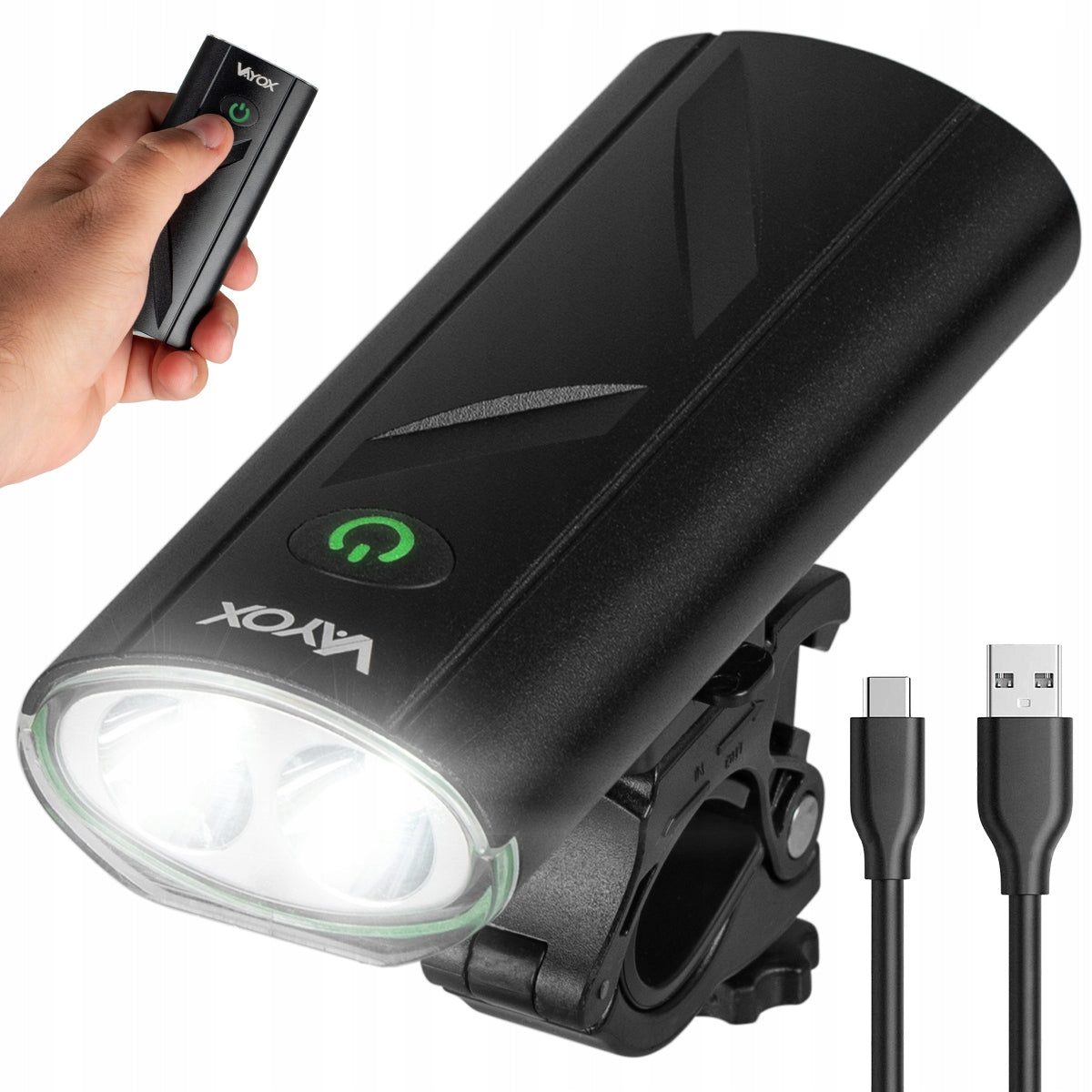 LED BIKE LIGHT FRONT USB-C IPX LAMP VAYOX