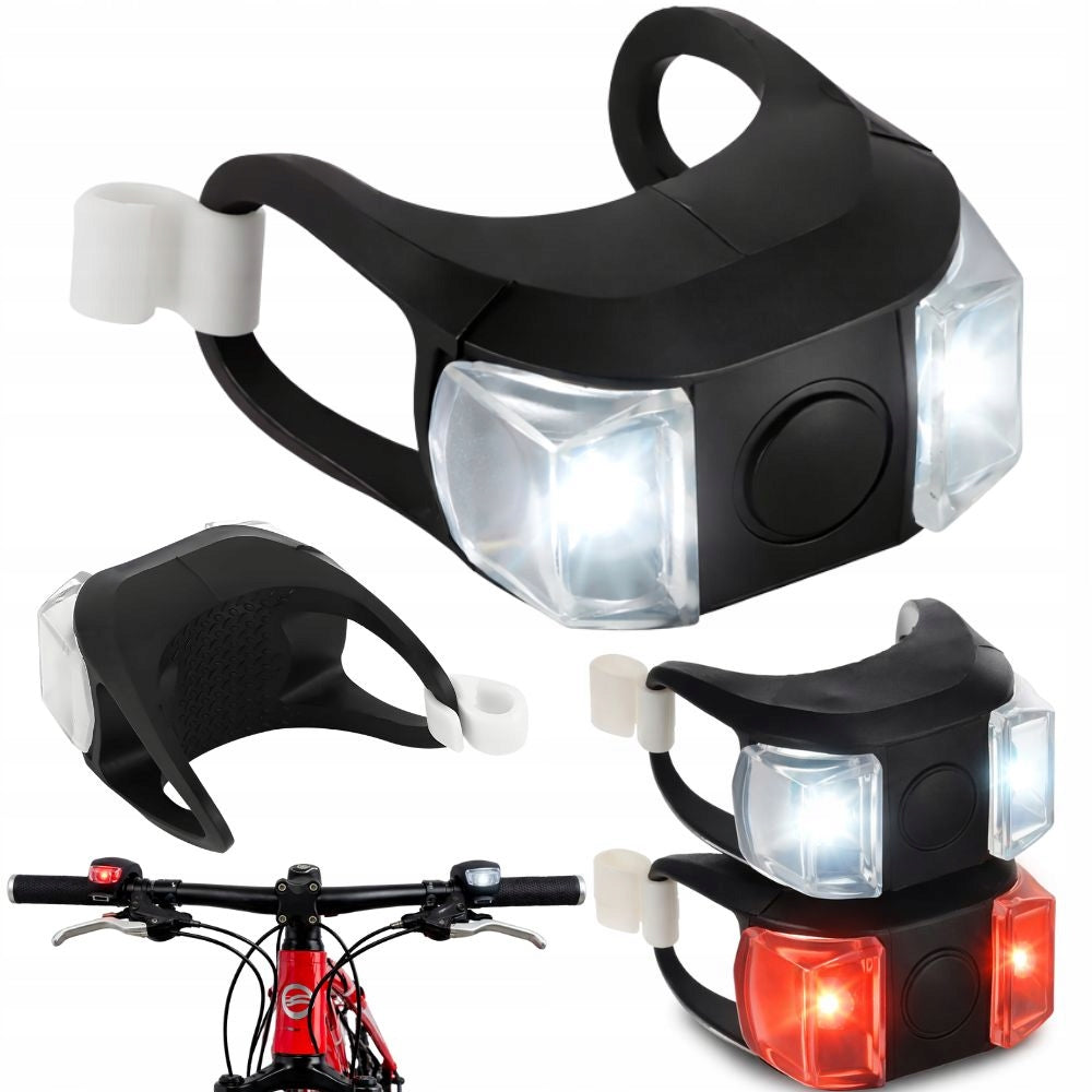 LED BIKE LIGHTS SET 2PCS FRONT REAR WHITE RED SILICONE 3 MODES
