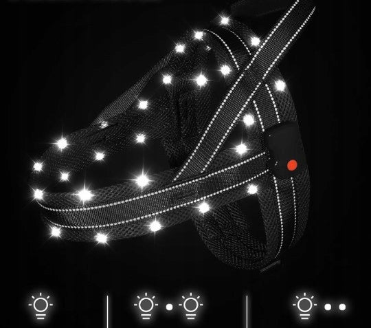 LED Backlit Dog Harness with Reflective Handle Size S Black Manufacturer code x