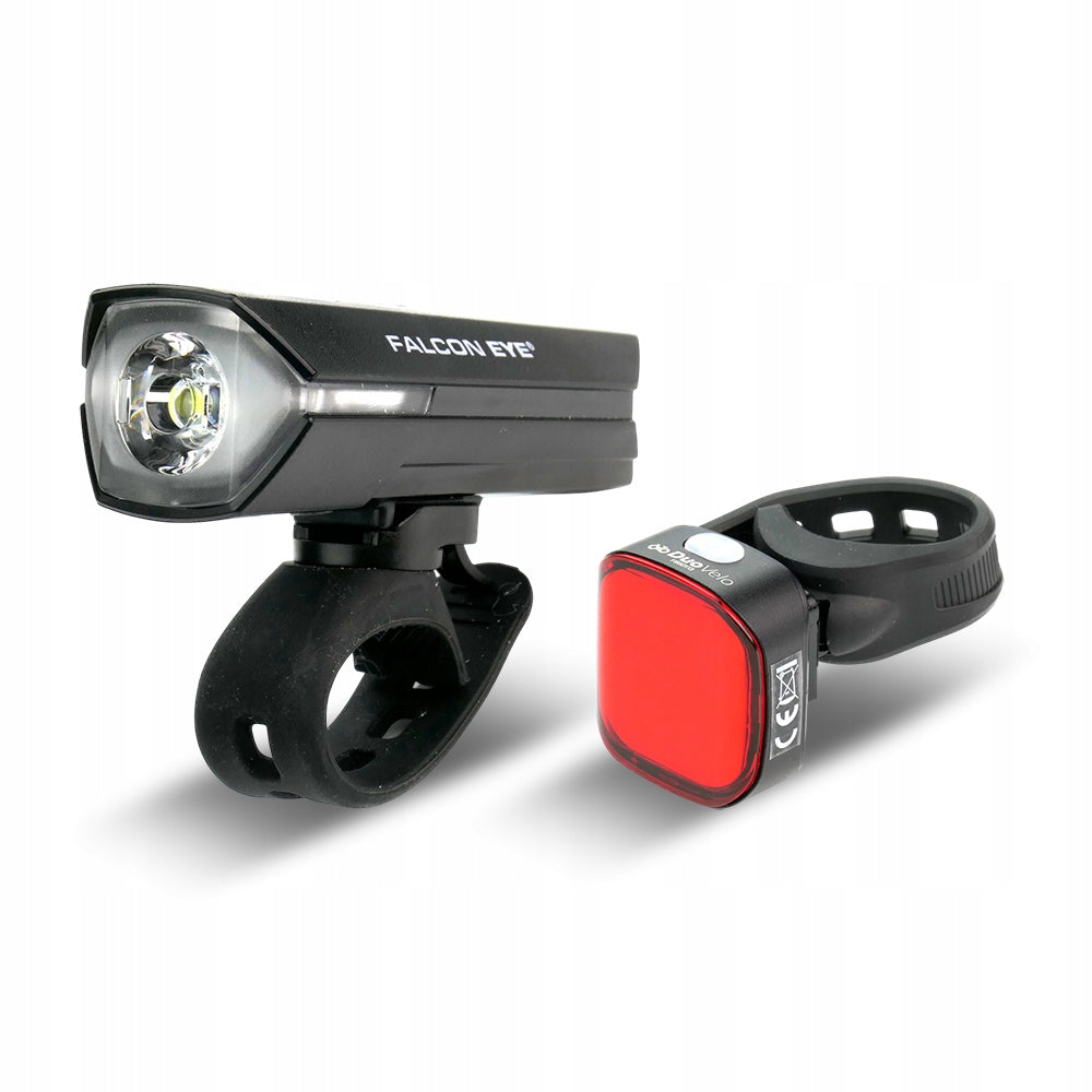 LED Bicycle Lights Falcon Eye DuoVelo USB-C 550lm Front Rear Set of 2