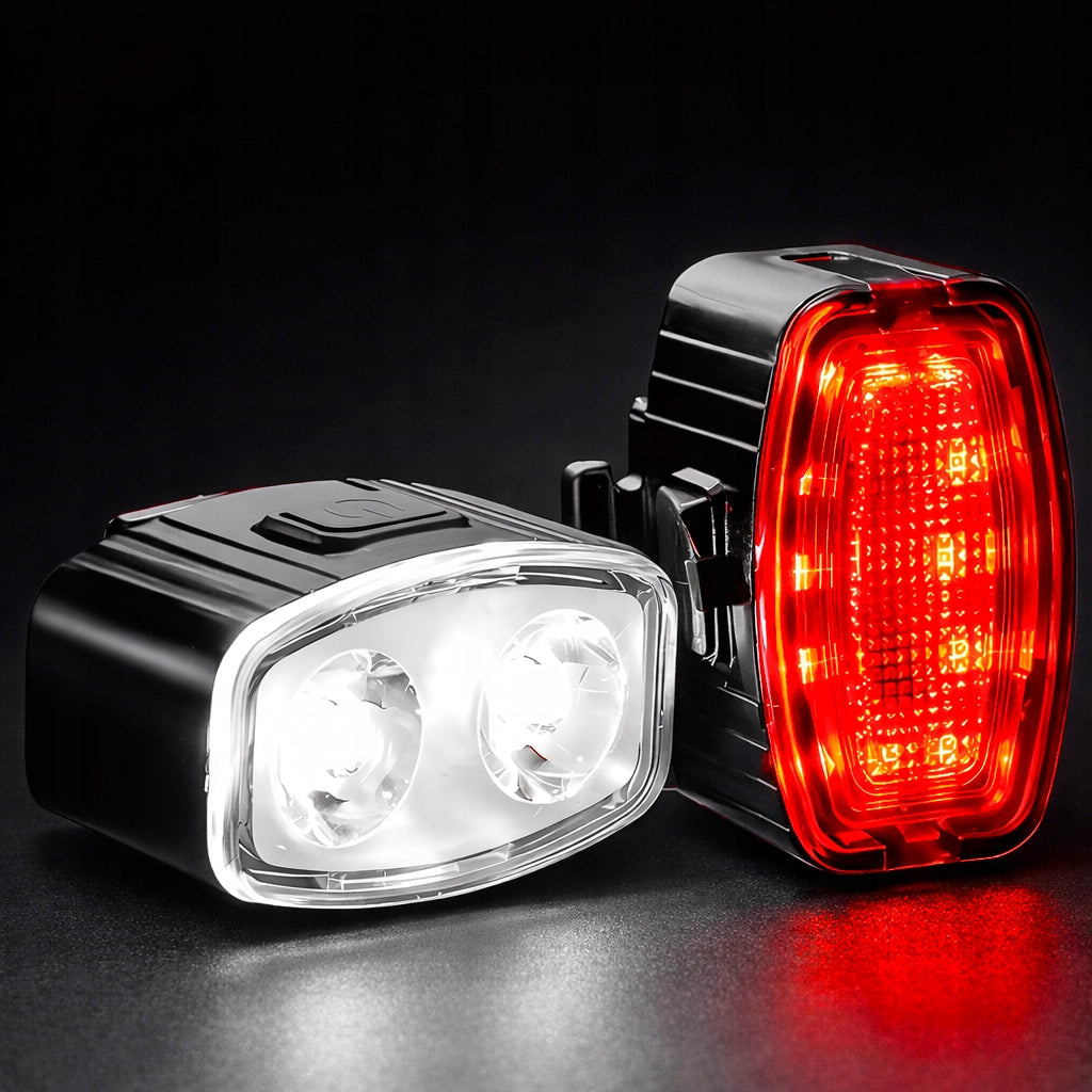LED Bicycle Lights Front Rear USB Strong Light Bike Lamp Set Color black