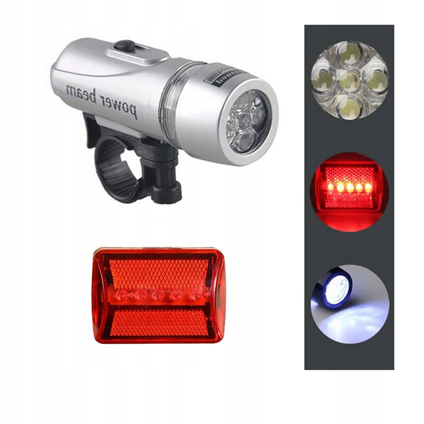 LED Bike Flashlight Set Front + Rear Lamps Color multicolor