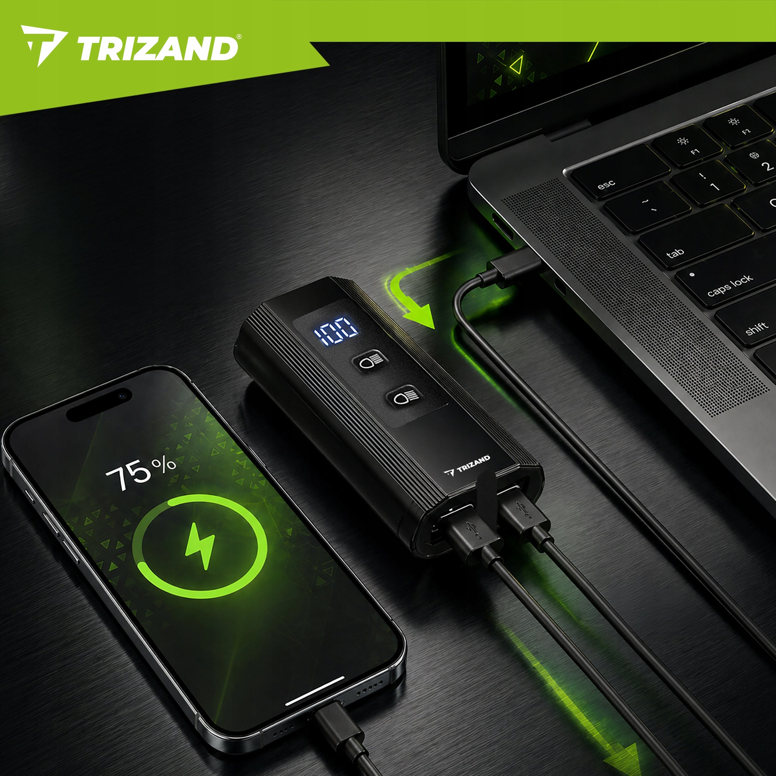 LED Bike Light 1300lm Rear Front Powerful Flashlight 5200mAh USB Kit Brand Trizand