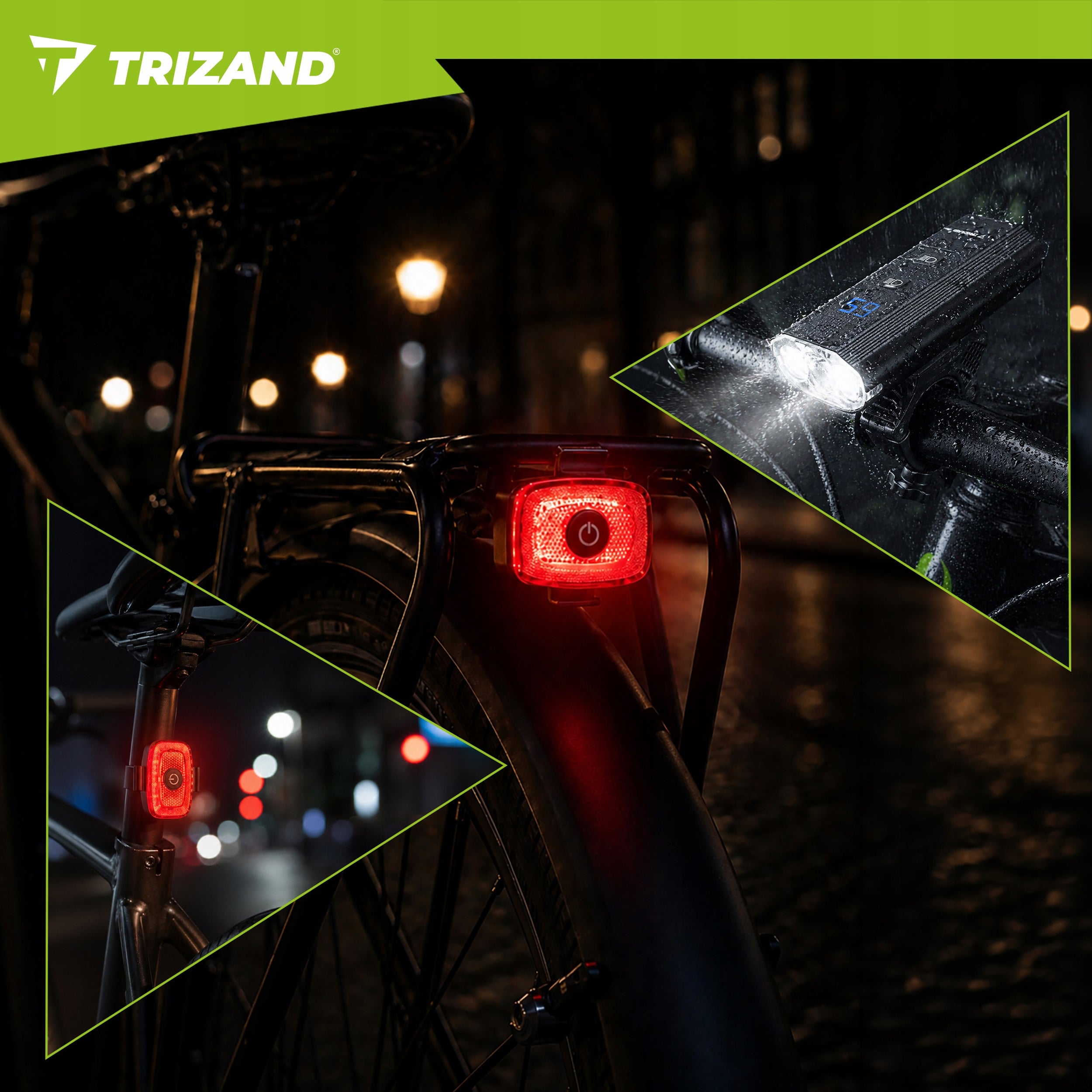 LED Bike Light 1300lm Rear Front Powerful Flashlight 5200mAh USB Kit Light source LED