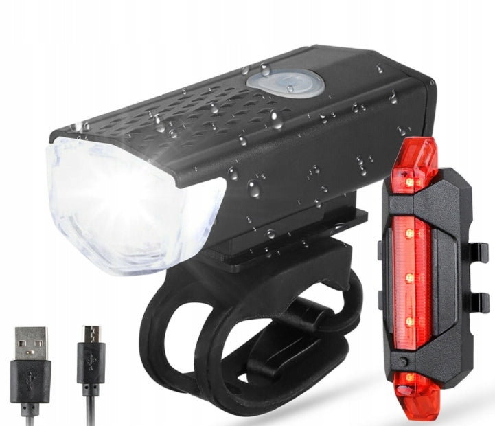 LED Bike Light Set Front Rear Rechargeable