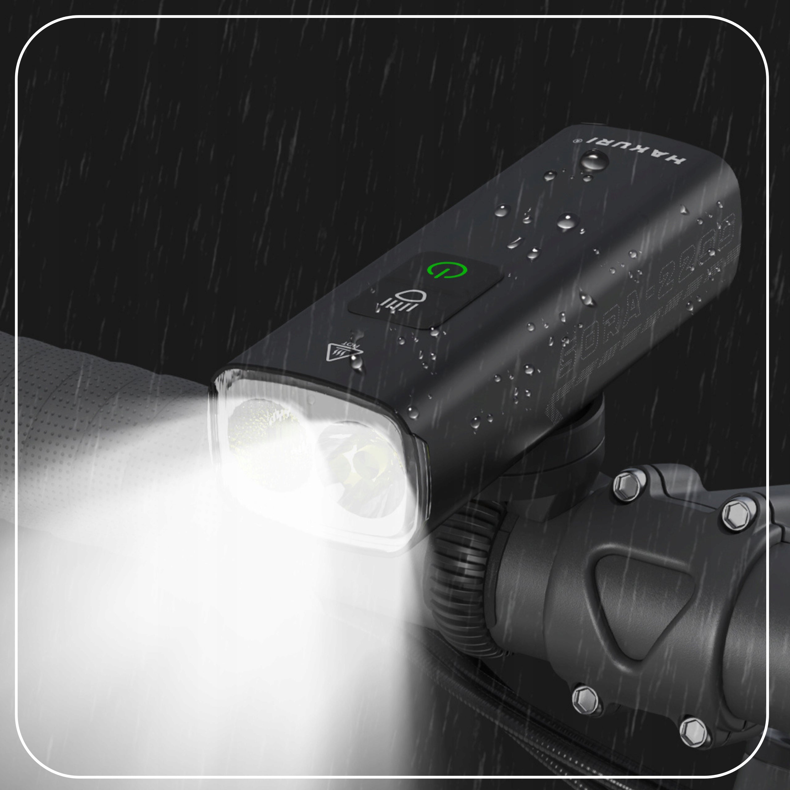 LED Bike Light Strong Light 2200lm Lighting 5 Modes Powerbank 2in1 Brand Hakuri