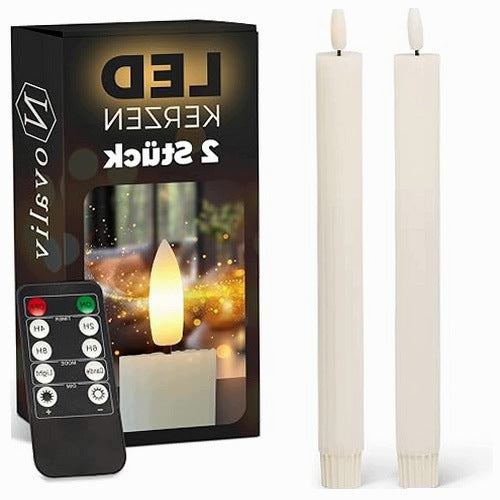 LED CANDLES WAX WHITE TIMER 6H INTERIOR DECORATION GIFT 2 PCS FOR HOME